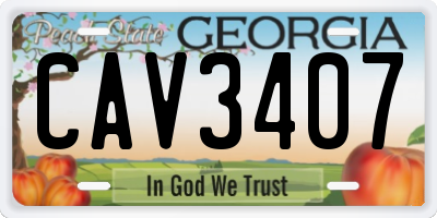 GA license plate CAV3407