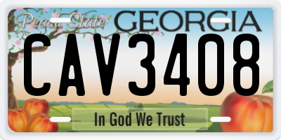 GA license plate CAV3408