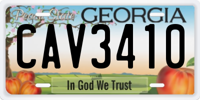 GA license plate CAV3410