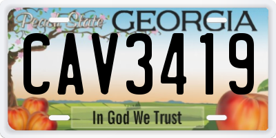 GA license plate CAV3419