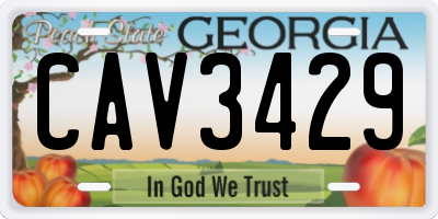 GA license plate CAV3429