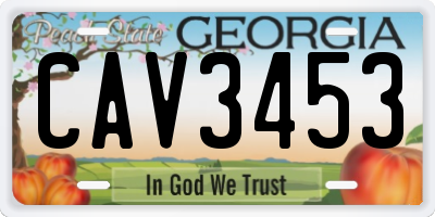 GA license plate CAV3453