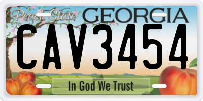 GA license plate CAV3454