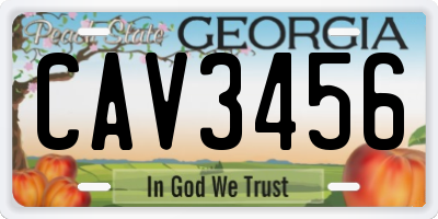 GA license plate CAV3456
