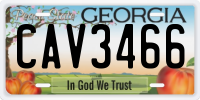 GA license plate CAV3466
