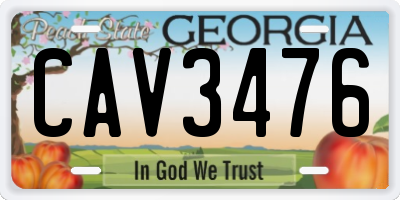 GA license plate CAV3476