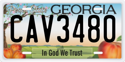 GA license plate CAV3480