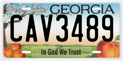 GA license plate CAV3489