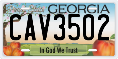 GA license plate CAV3502