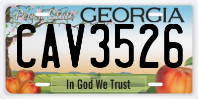 GA license plate CAV3526