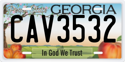 GA license plate CAV3532
