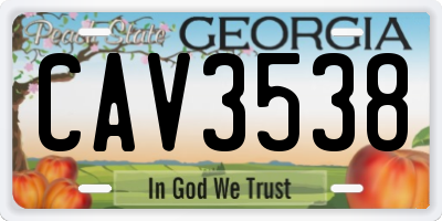 GA license plate CAV3538