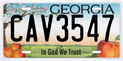 GA license plate CAV3547