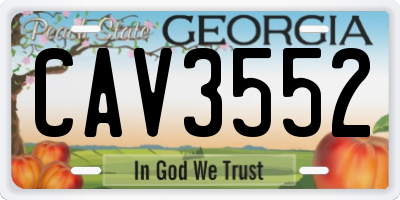 GA license plate CAV3552