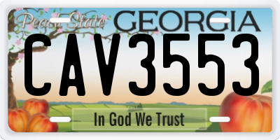 GA license plate CAV3553