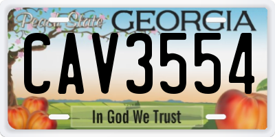 GA license plate CAV3554