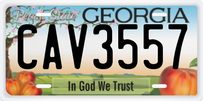 GA license plate CAV3557