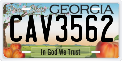 GA license plate CAV3562