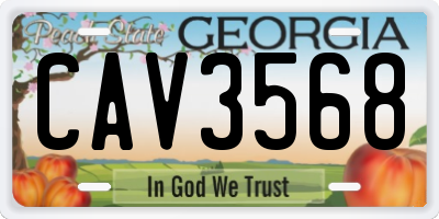 GA license plate CAV3568