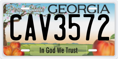 GA license plate CAV3572