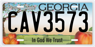 GA license plate CAV3573