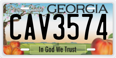 GA license plate CAV3574