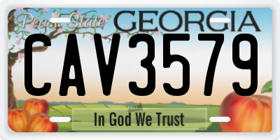 GA license plate CAV3579