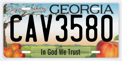 GA license plate CAV3580