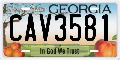 GA license plate CAV3581