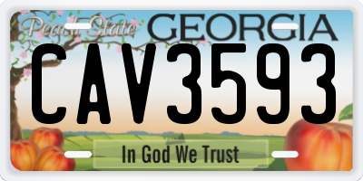GA license plate CAV3593