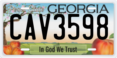 GA license plate CAV3598