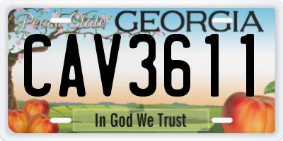 GA license plate CAV3611
