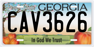 GA license plate CAV3626