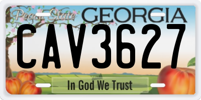 GA license plate CAV3627