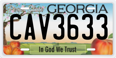 GA license plate CAV3633