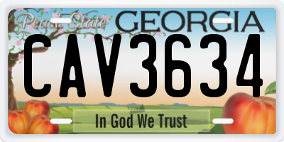 GA license plate CAV3634