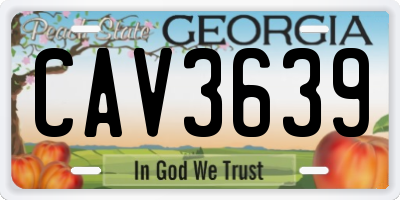 GA license plate CAV3639