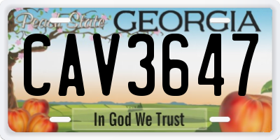 GA license plate CAV3647