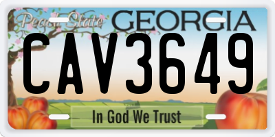 GA license plate CAV3649