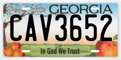 GA license plate CAV3652