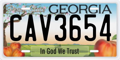 GA license plate CAV3654