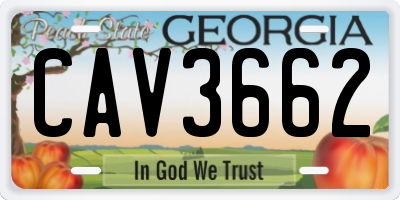 GA license plate CAV3662