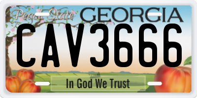 GA license plate CAV3666