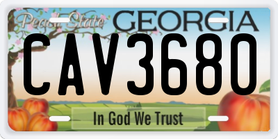 GA license plate CAV3680