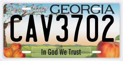 GA license plate CAV3702