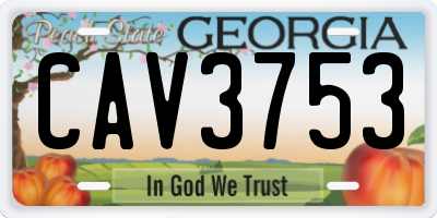 GA license plate CAV3753