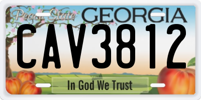 GA license plate CAV3812