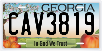 GA license plate CAV3819