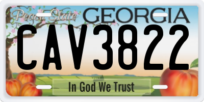 GA license plate CAV3822