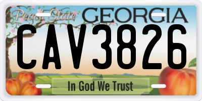 GA license plate CAV3826